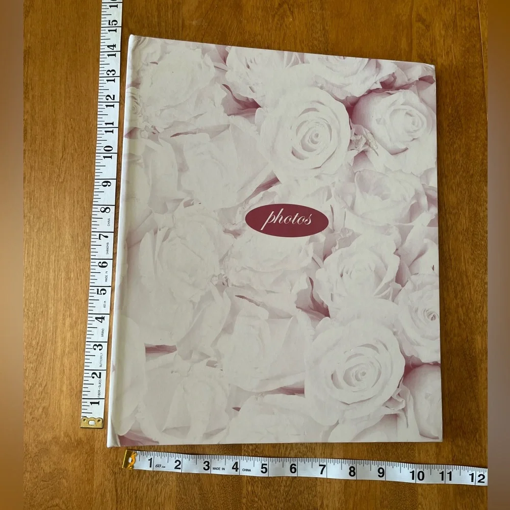 Floral 3 Ring Photo Album with Pink and White Roses